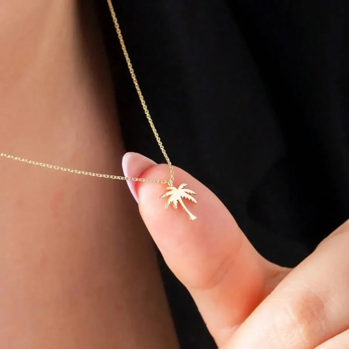 Coconut Palm Tree Necklace For Women Dainty Stainless Steel Gold Color Necklace Hawaiian Jewelry Summer Ocean Beach Accessories