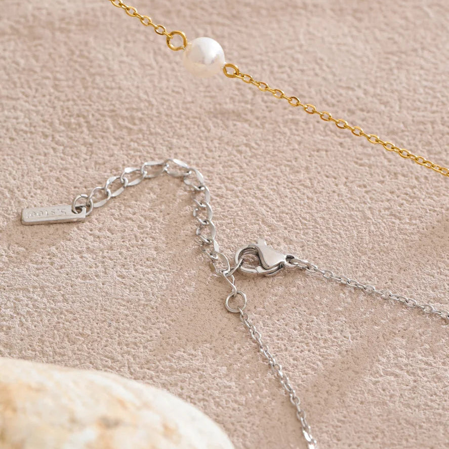 Pearl Zircon Layered Necklace