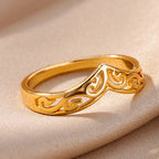 Stainless Steel Rings For Women Men Gold Color Plant Totem Ring Female Male Wedding Party Finger Jewelry Gift 2024 Trend