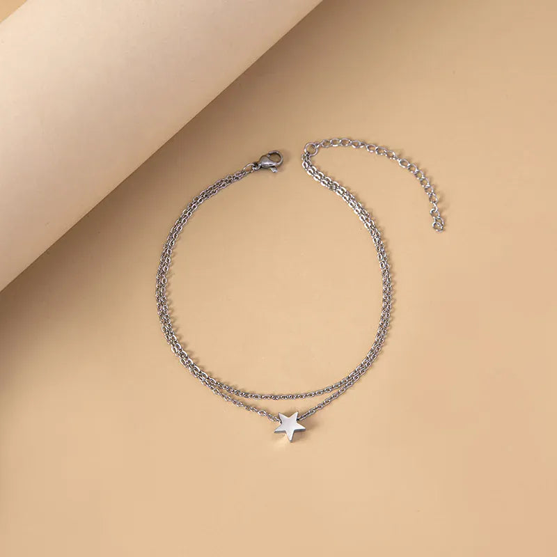 Star Charm Layered Anklet Adjustable Trendy