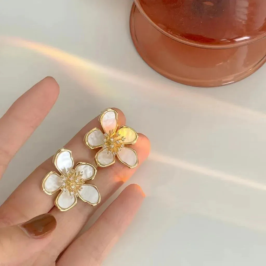 White Flower Earrings