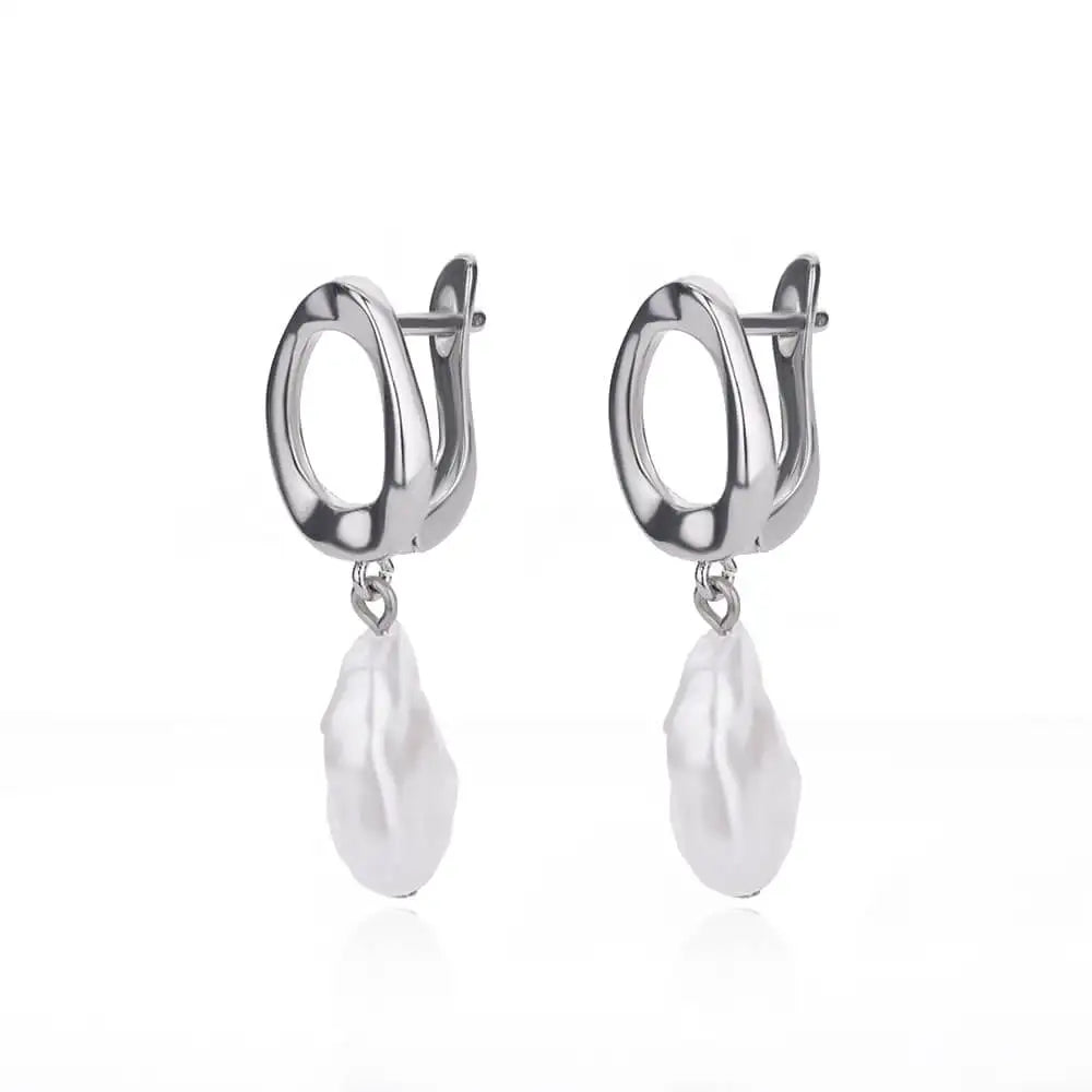 Elegant Handmade Pearl Drop Earrings For Women 2024 Stainless Steel U Shape Earrings Wedding Aesthetic Jewelry Mother Day Gift