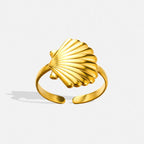 Gold Color Sea Shell Rings For Women Men Opening Adjustable Stainless Steel Summer Beach Seashell Ring Statement Jewelry Gift