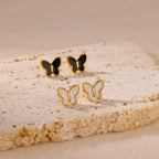 Cute White Enamel Butterfly Stud Earrings For Women Stainless Steel Gold Color Earrings Wedding Aesthetic Jewelry Gift aretes