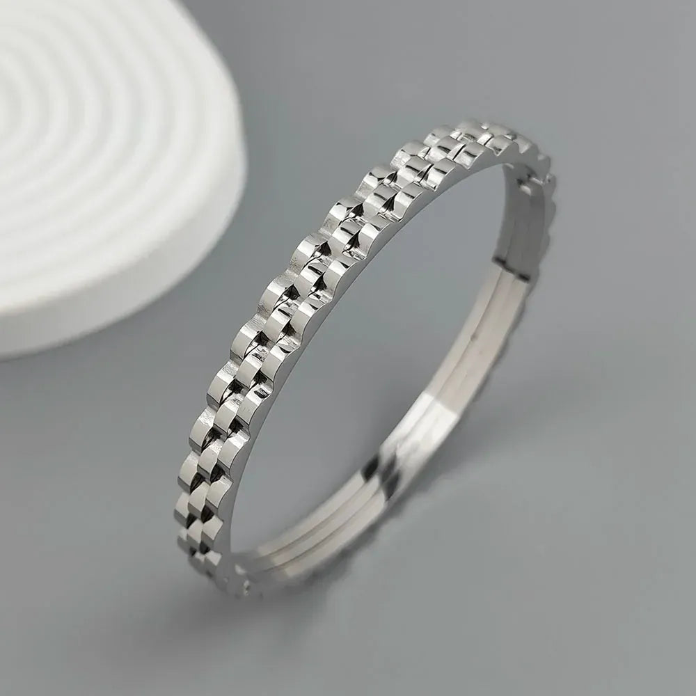 New gear-shaped stainless steel gold-plated bracelet 18K, high quality waterproof couple bracelet, wife gift