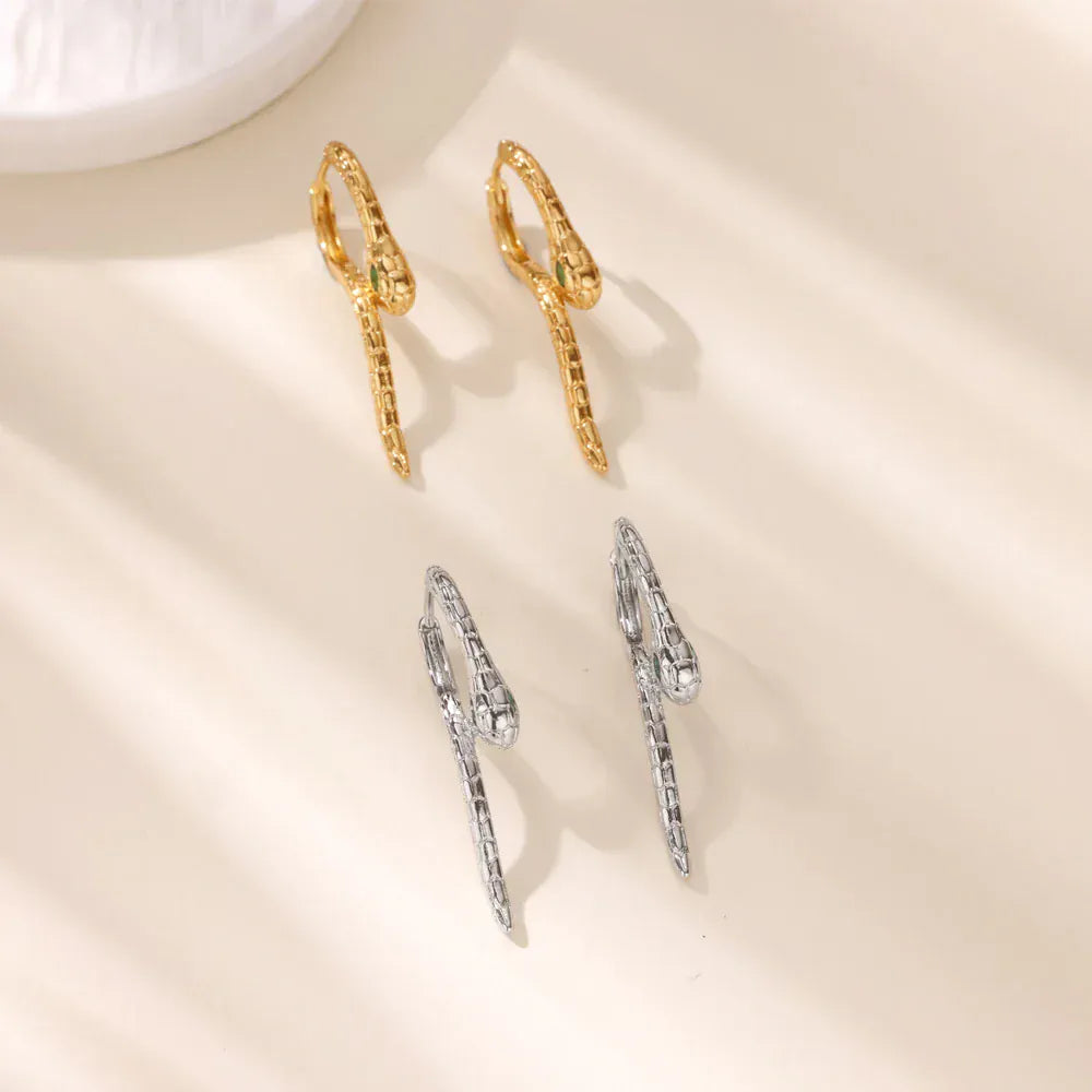 Gothic Snake Hoop Earrings For Women Gold Color Stainless Steel Snake Earrings Ear Y2k Halloween Jewelry Accessories Gift