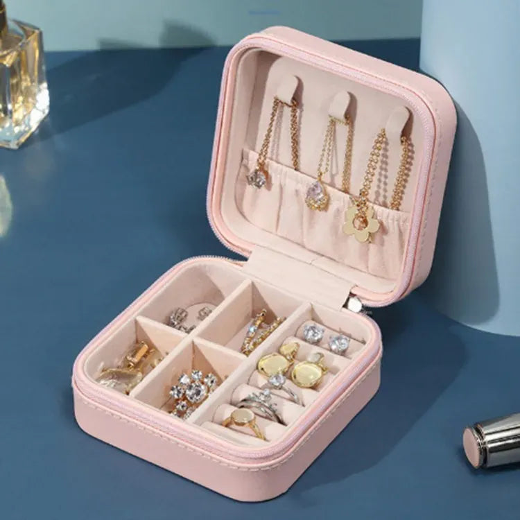 Portable Mini Leather Jewelry Storage Box