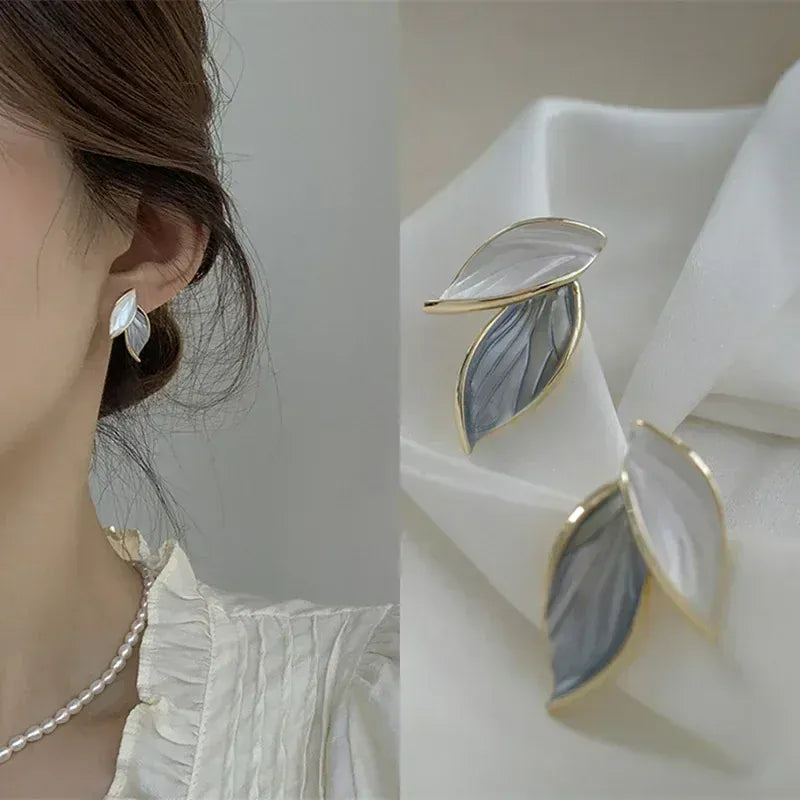 Blue Leaf Earrings