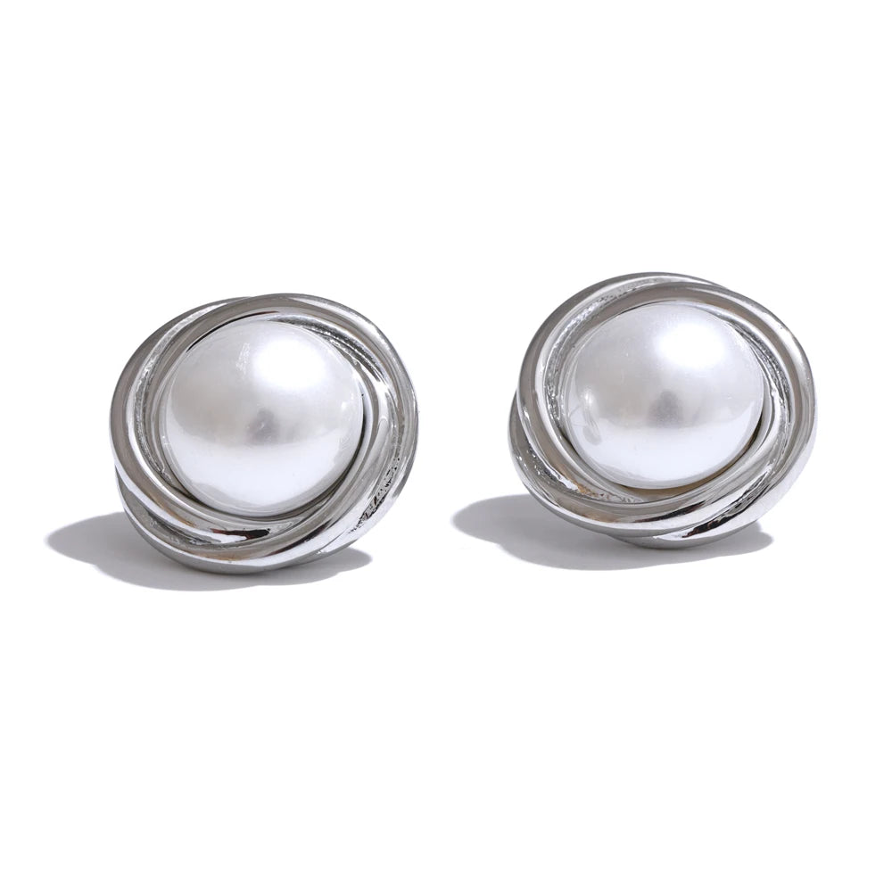 Pendientes de perlas onduladas