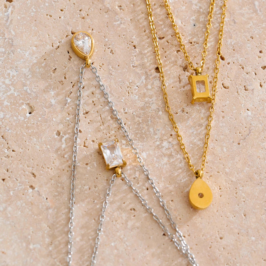 Collar de doble capa de circonitas