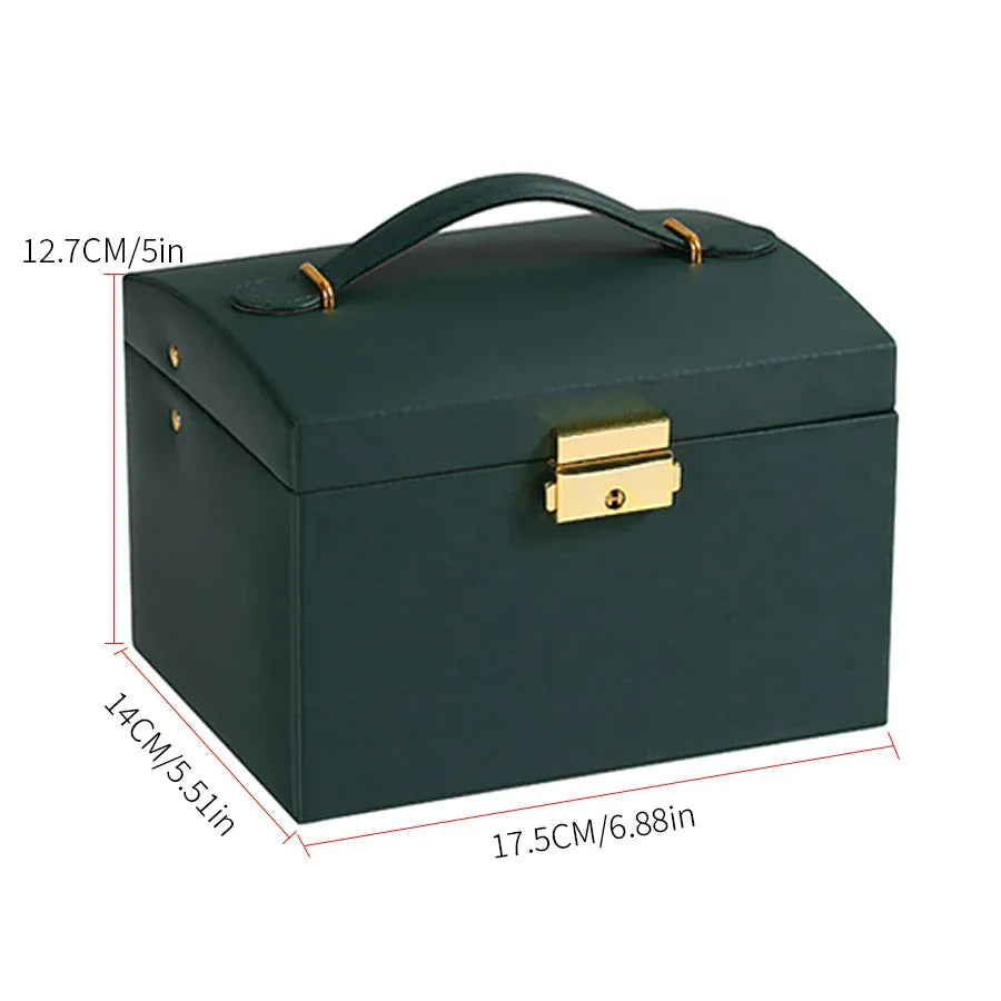 Lock Arch Three-Layer Leather Jewelry Box