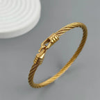 New steel wire button pattern horseshoe gold-plated stainless steel bracelet 18K, high quality waterproof couple bracelet, wife