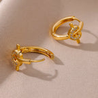 Gothic Zircon Heart Cross Hoop Earrings For Women Stainless Steel Gold Color Earrings Wedding Punk Jewelry pendientes mujer