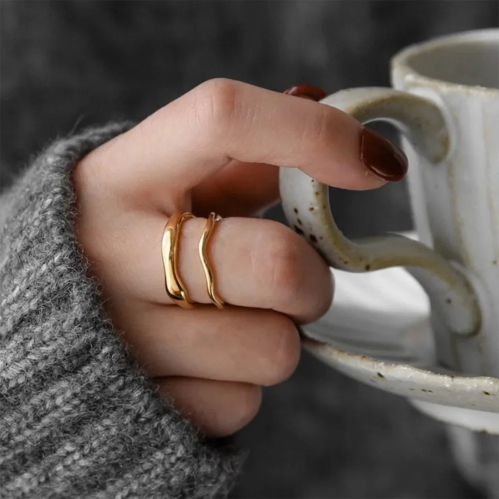 Irregular Wave Minimalist Ring