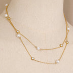 Pearl Zircon Layered Necklace