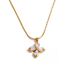 Cubic Zircon Flower Necklace