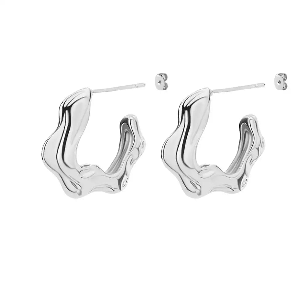 Irregular C Shaped Earrings for Women Gold Color Stainless Steel Earrings 2023 Trend New in Wedding Couple Jewelry Free Shipping