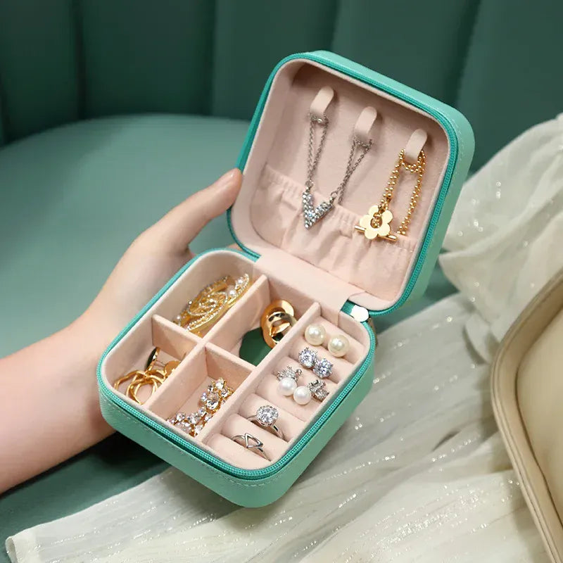 Portable Mini Leather Jewelry Box