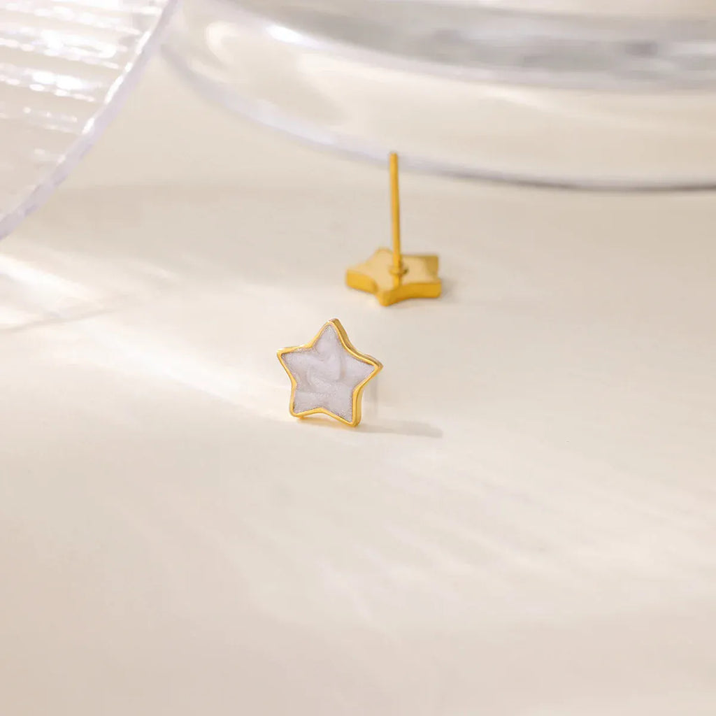 Cute Dripping Oil Star Stud Earrings For Women Girls Gold Color Star Earrings Female Wedding Aesthetic Jewelry Accessories