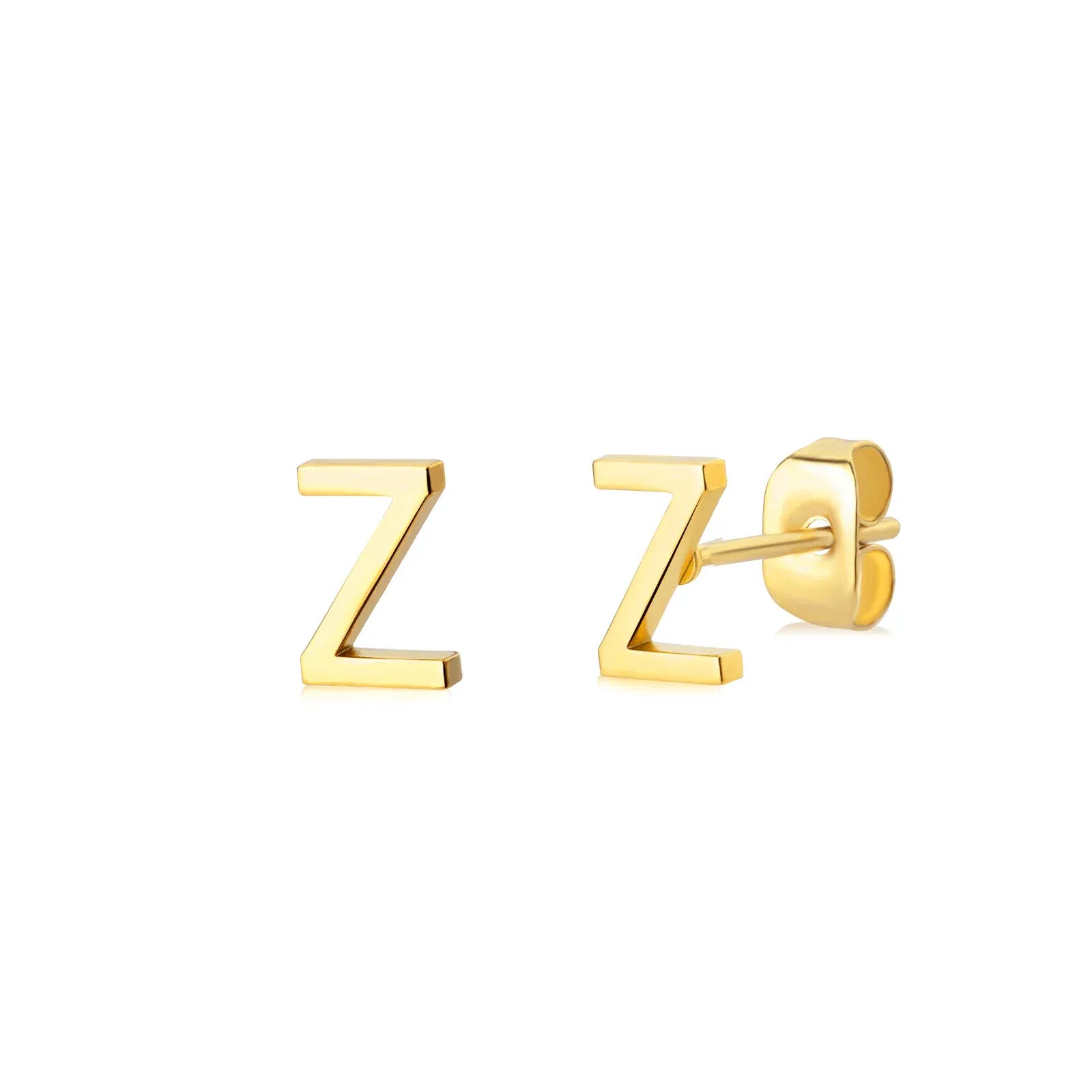 Cute A-Z Initial Letter Earrings for Women Gold Color Stainless Steel Stud Earrings Christmas Piercing Earring Fashion Jewelry