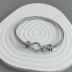 New steel wire button zircon four-leaf clover gold-plated bracelet 18K, high-quality waterproof couple bracelet, wife gift