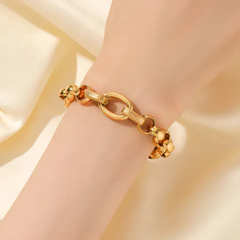 Thick Chain Bracelet Gold Plated Stylish Versatile