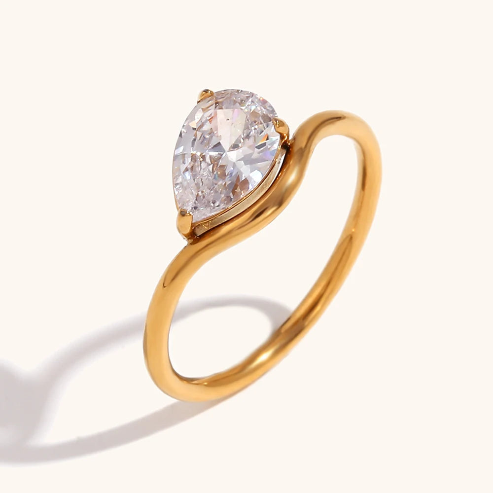 Water Drop Zircon Ring