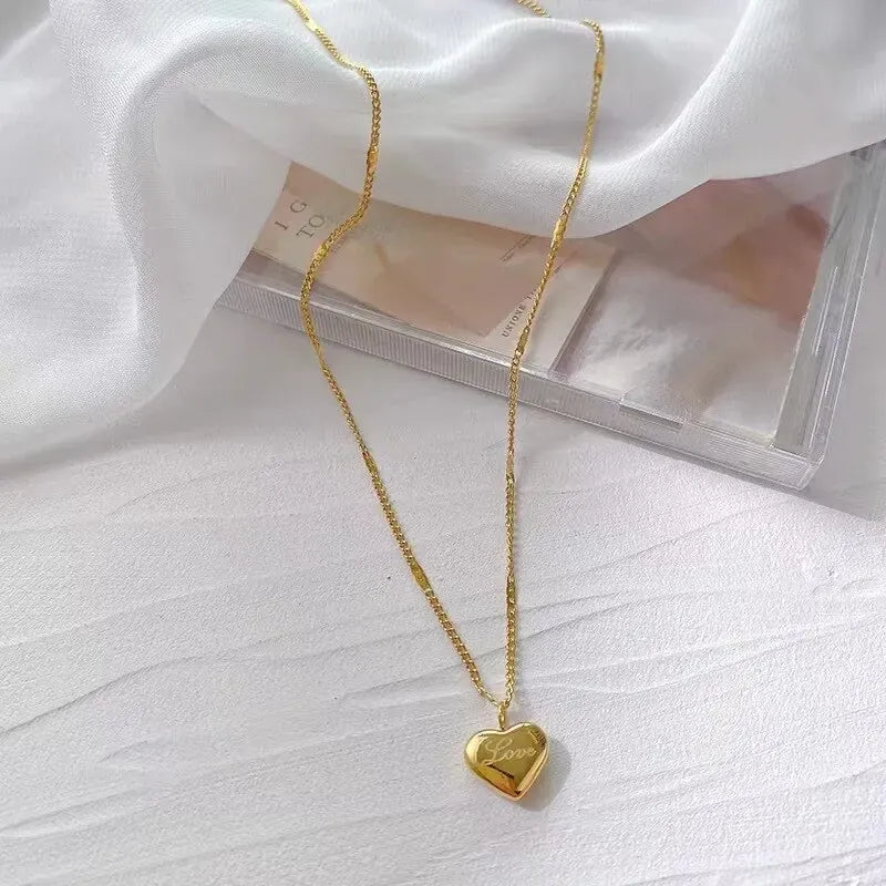 Gold Heart Pendant Necklace