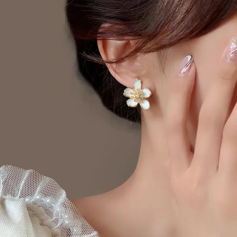 White Flower Earrings