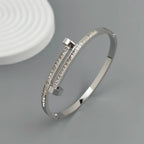 New nail zircon stainless steel gold-plated bracelet 18K, high quality waterproof couple bracelet, wife gift