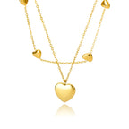 Double Layer Heart Clavicle Chain Necklaces For Women Stainless Steel Gold Plated Streetwear Choker Necklace Trendy Jewelry Gift