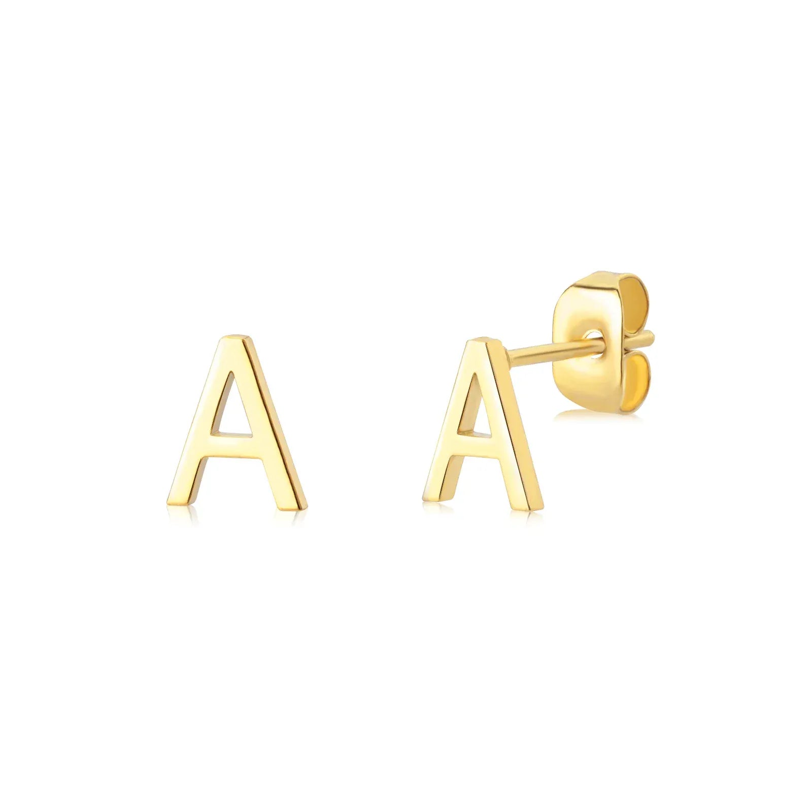 Cute A-Z Initial Letter Earrings for Women Gold Color Stainless Steel Stud Earrings Christmas Piercing Earring Fashion Jewelry