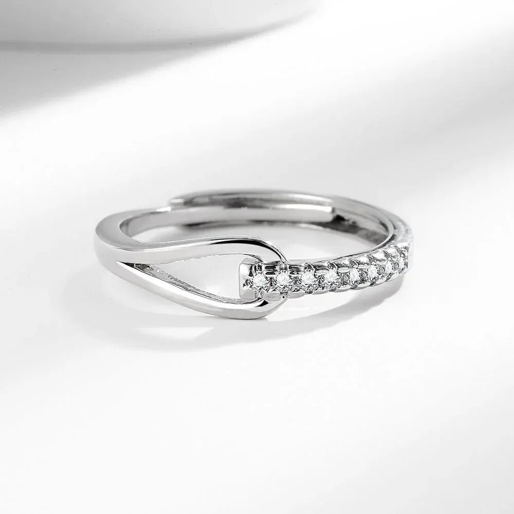 925 Sterling Silver High-End Full Diamond Hollow Design Horseshoe-Shaped Zircon Ring Personalized High-Quality Women's Ring