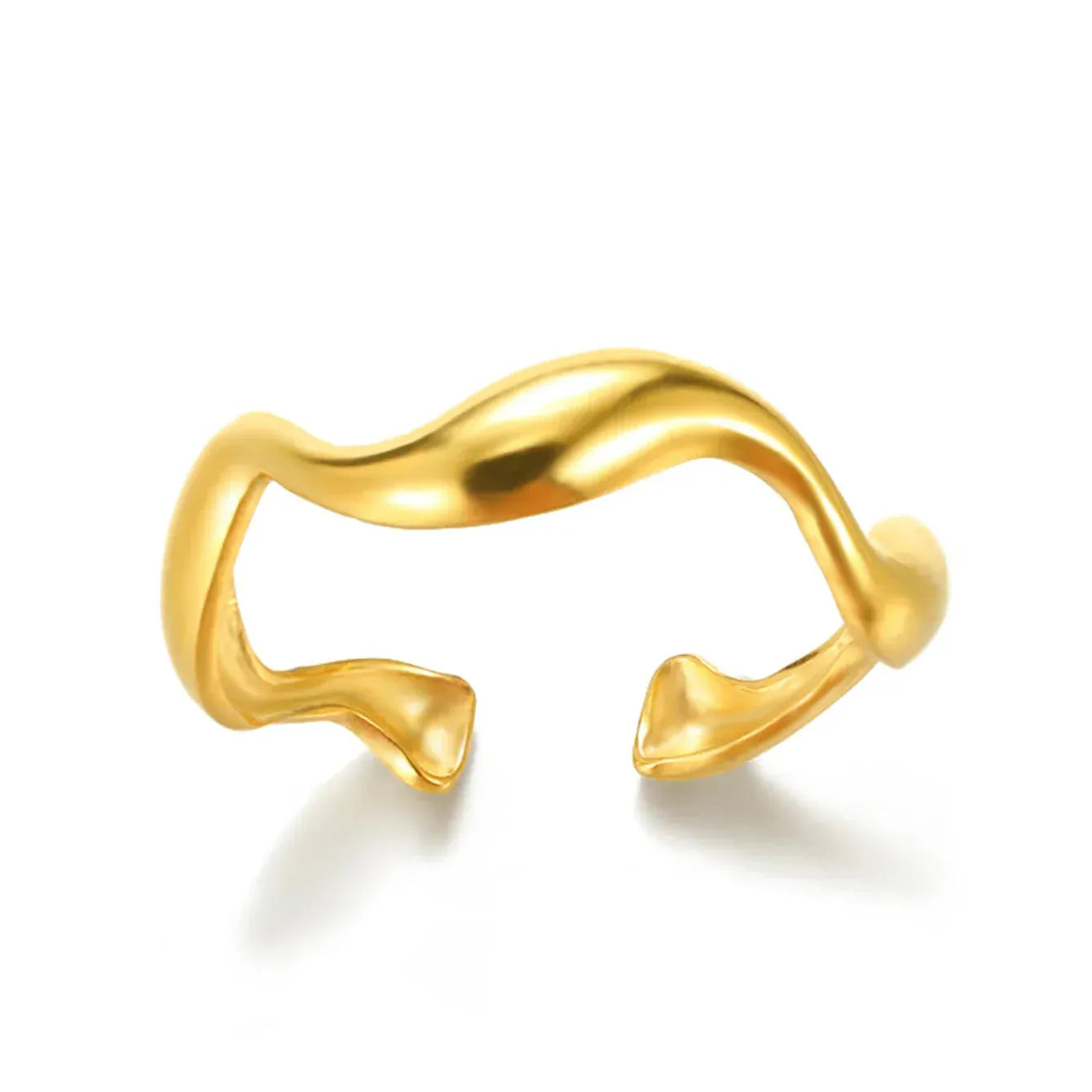 Creative Wave Shape Stainless Steel Rings For Women Men Open Adjustable Gold Color Finger Rings Wedding Female Jewelry Gift 2024