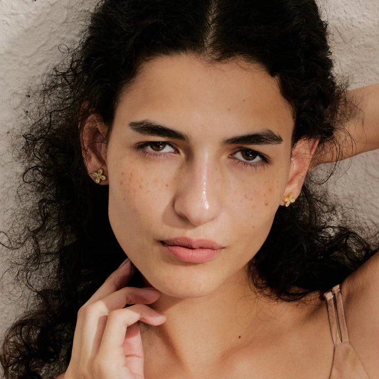 Brincos pequenos de flor de zircónia