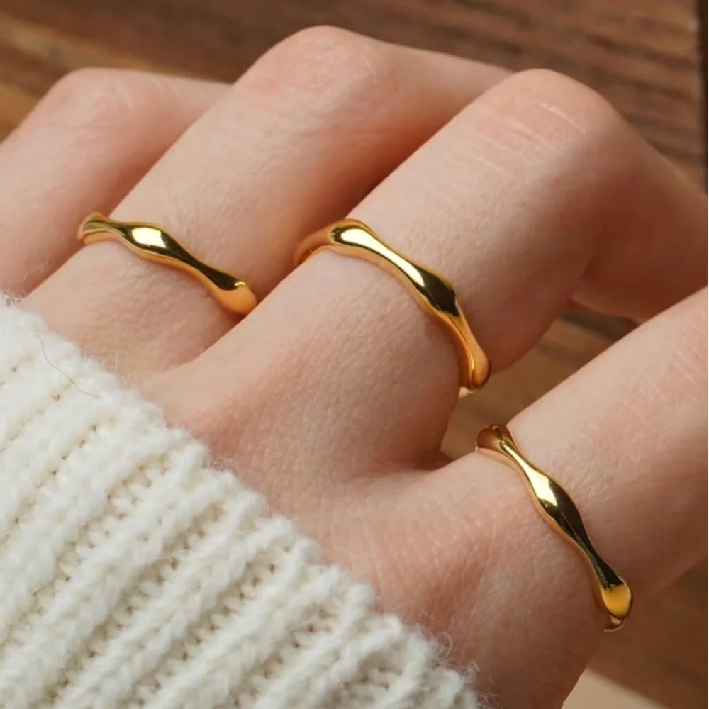 Irregular Wave Minimalist Ring