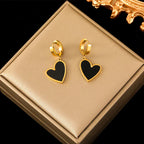 Black Heart Hoop Earrings