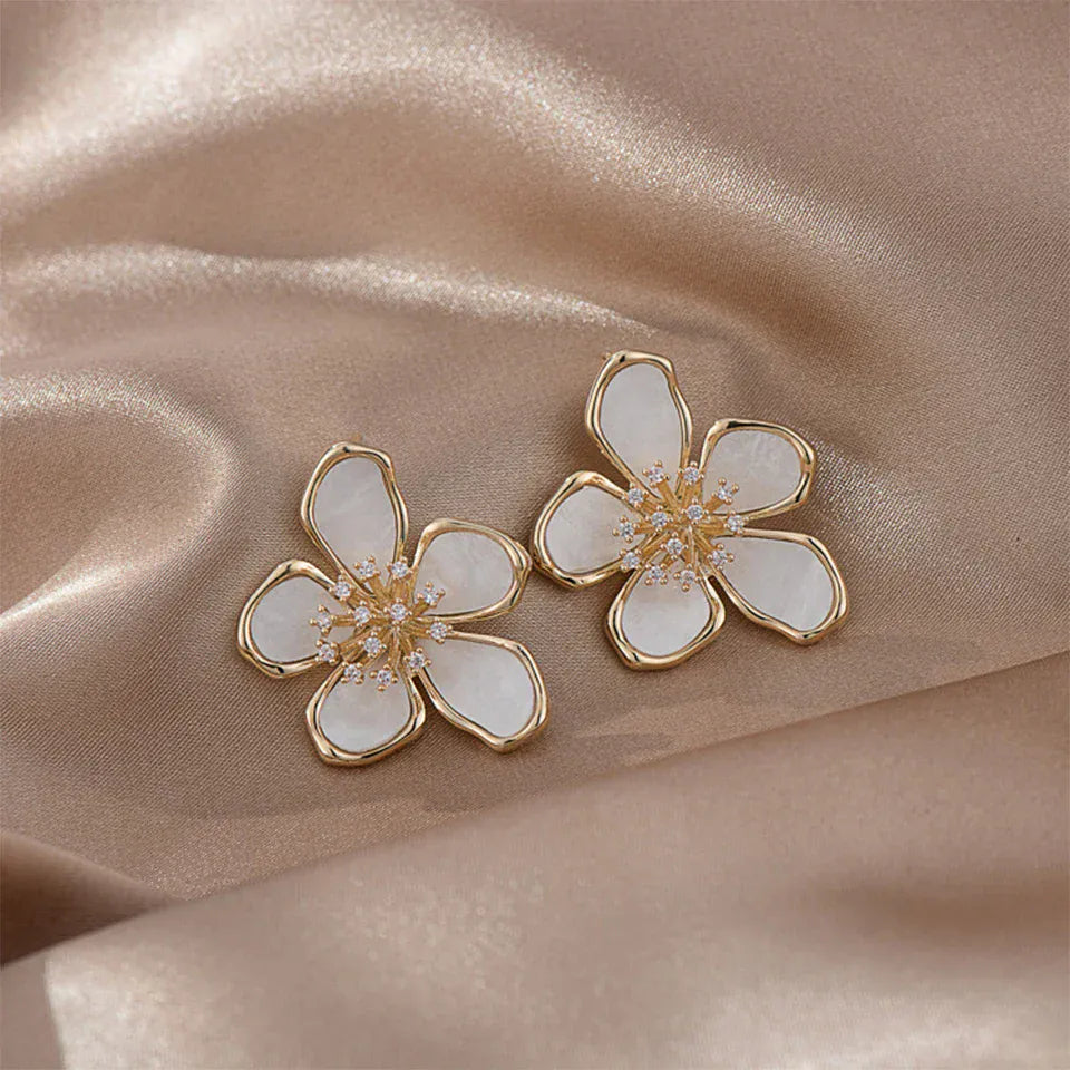 White Flower Earrings