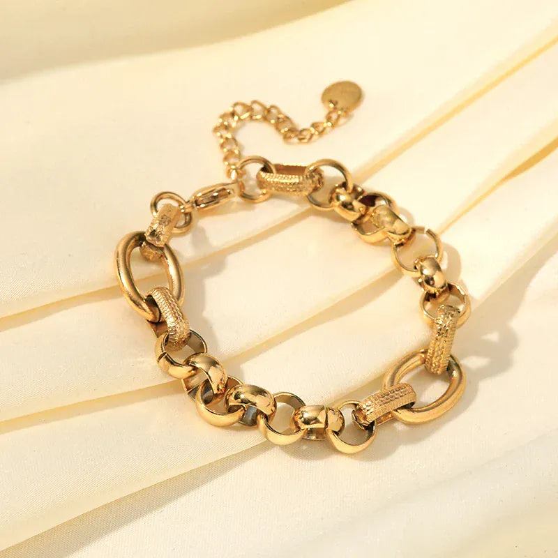 Thick Chain Bracelet Gold Plated Stylish Versatile