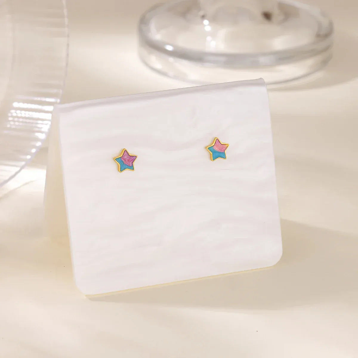 Cute Dripping Oil Star Stud Earrings For Women Girls Gold Color Star Earrings Female Wedding Aesthetic Jewelry Accessories