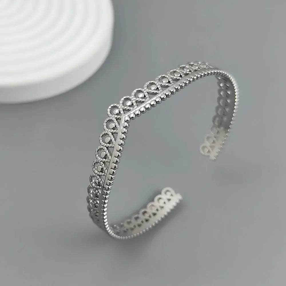 New crown shape stainless steel gold plated 18K bracelet, high quality waterproof silver jewelry, couple gift