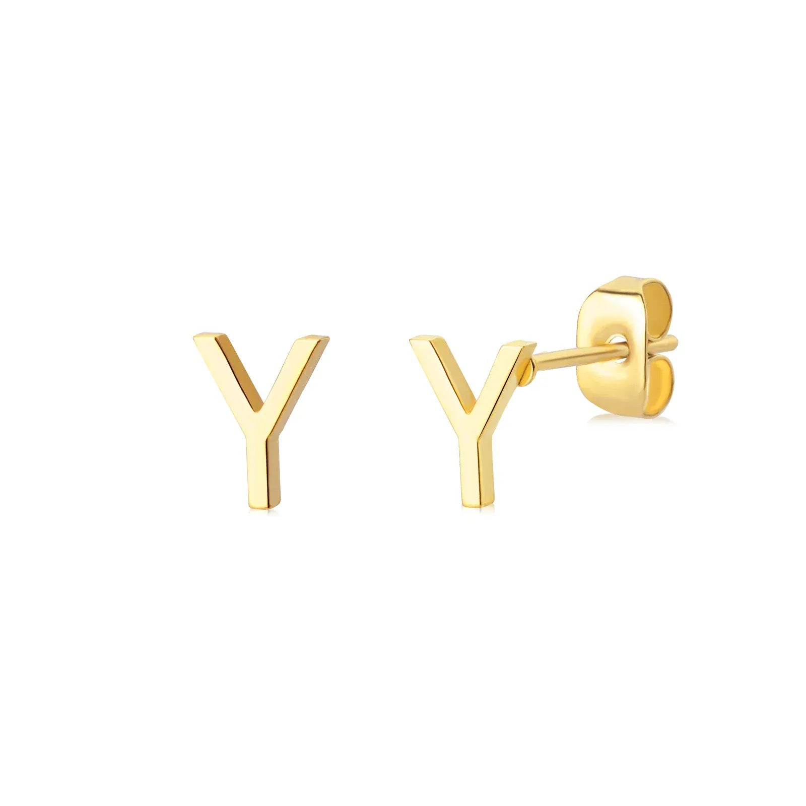 Cute A-Z Initial Letter Earrings for Women Gold Color Stainless Steel Stud Earrings Christmas Piercing Earring Fashion Jewelry