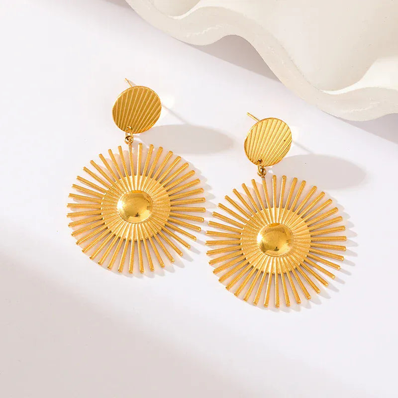 ashion Gold Sunflower Earrings – Stainless Steel Jewelry for Women