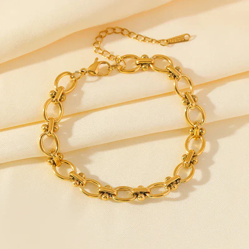 Link Chain Bracelet Gold Plated Stylish Elegant