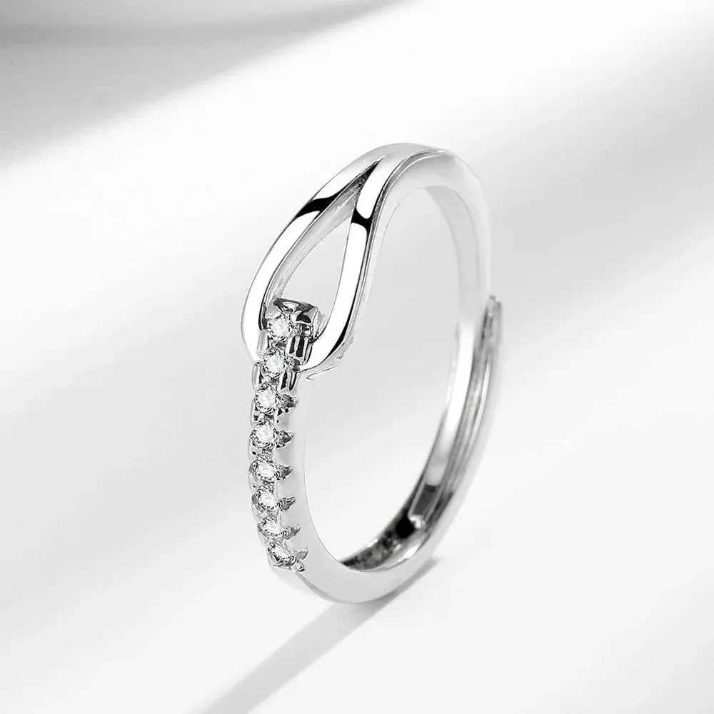 925 Sterling Silver High-End Full Diamond Hollow Design Horseshoe-Shaped Zircon Ring Personalized High-Quality Women's Ring