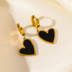 Black Heart Hoop Earrings