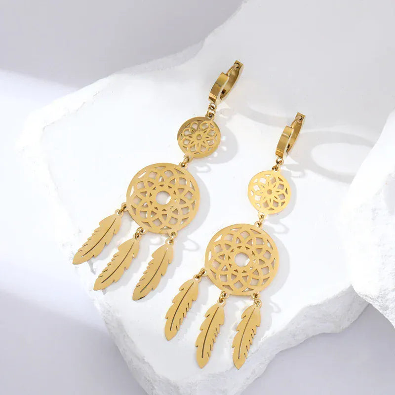 Liekoo Round Drop Earrings – Classic Elegance