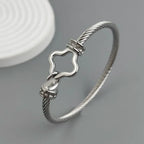 New steel wire button zircon four-leaf clover gold-plated bracelet 18K, high-quality waterproof couple bracelet, wife gift