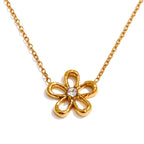 Colar com pendente de flor em zircónia