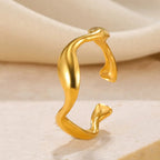 Creative Wave Shape Stainless Steel Rings For Women Men Open Adjustable Gold Color Finger Rings Wedding Female Jewelry Gift 2024